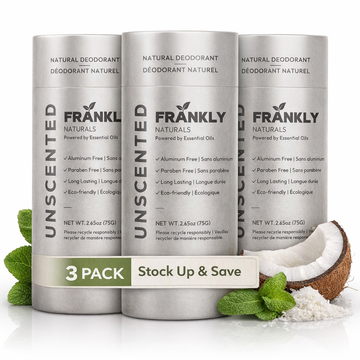 Unscented Natural Deodorant Stick –  (3-pack)   Aluminum Free –  Sensitive Skin – 75g – Frankly Naturals